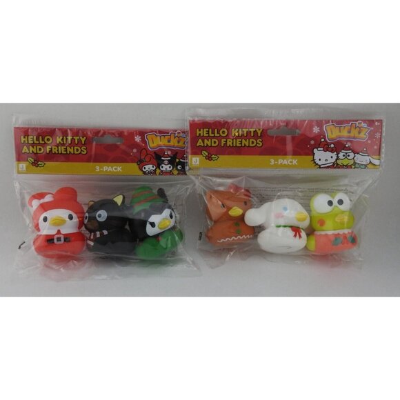 New Hello Kitty Christmas Holiday Duckz Set 6 Rubber Ducks Santa Cinnamon Roll G - Picture 1 of 9